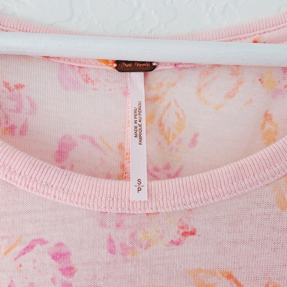 Free people Floral Tourist Tee Blush Combo Pink Small - Picture 5 of 6